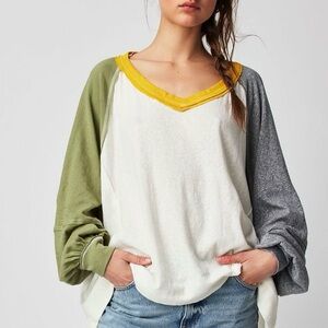 Free People | Care FP Tri Color Tee | Linen Cotton Blend | XS